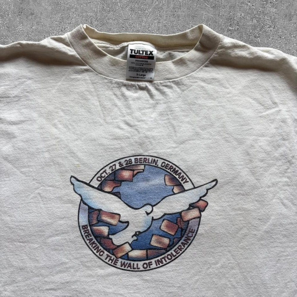 Vintage 1997 Tultex Berlin Religious Freedom T Shirt Mens XL White 90s Tee
